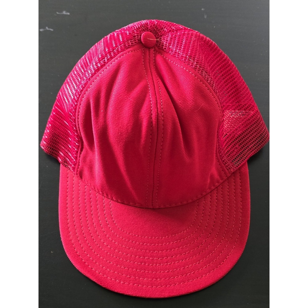 Vintage Blank Red Mesh Trucker Hat Snapback USA Made OSFM